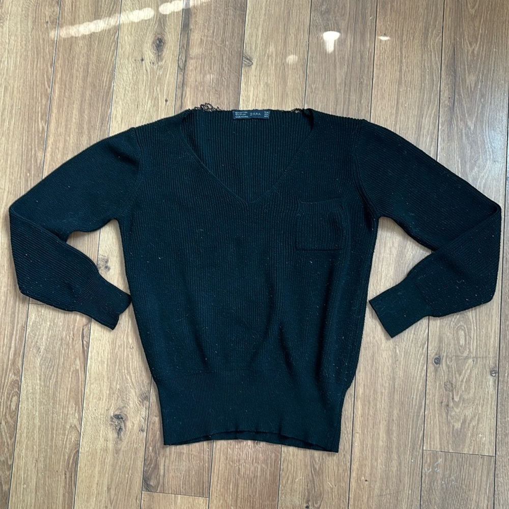 Black Zara Sweater - XS/S and Shein Houndstooth Skirt - XS
